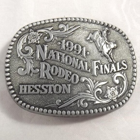 1991 Hesston National Finals Rodeo Miniature Commemorative Series Belt Buckle - Picture 1 of 9